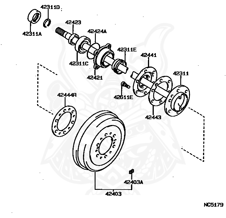 Toyota - Case, Rear Axle Bearing